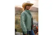 Ringers Western Tesbury Button Up Womens Quilted Jacket in Leaf/Off White