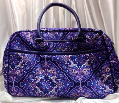 Vera Bradley ICONIC LAY FLAT WEEKENDER BAG in REGAL ROSETTE Pattern, Purples NWT