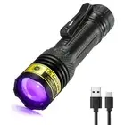 UV Flashlight 395nm Black Light Mini USB Rechargeable Ultraviolet LED Blackli...