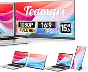 Teamgee 15.6" Laptop Screen Extender, Slim & Lightweight Portable Monitor for Laptop, Full HD IPS, 360° Rotating Stand, Detachable, USB-C Plug & Play, RGB Lighting, Thin Bezels