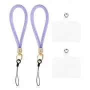 2 Pcs Phone Lanyard, Nylon Detachable Wrist Strap with Phone Patches, Purple