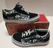 Vans Old Skool Floral Black White Blue Flowers Women's Sz 5 NEW VN0003Z6IJ8