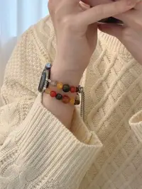 在飛比找Yahoo!奇摩拍賣優惠-iWatch手錶帶彩色瑪瑙手鍊適用蘋果手錶錶帶AppleWa