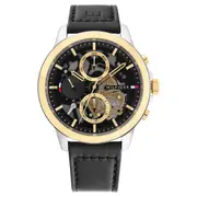 Tommy Hilfiger Black Leather Band Men's Multi-function Watch - 1710474