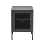 Bedside Table Mesh Door Cabinet - Black