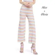Alice + Olivia Antonella Colorful Striped Knit Cropped Capris Pants NWT Size S