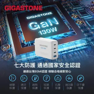 【GIGASTONE 立達】130W GaN氮化鎵四孔充電器黑+C to C 100W快充傳輸線(iPhone15/MacBook筆電/快充充電頭)