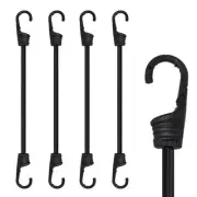 MARRTEUM 12-Inch Bungee Cords with Hooks Black Elastic Rope Straps for Campin...