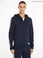 Tommy Hilfiger Blue Black Zip Up 100% Cotton Hoodie (E26297) | $196
