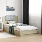 Bed Frame Sonoma Oak Light Grey 90x190 cm Engineered Wood Plywood Support 9970