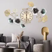 Large Luxury Ginkgo Leaf Mute Wall Clock 90*45cm for Living Room Office Decor