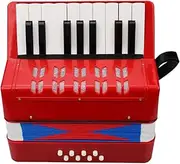 SaZaK Kids Children Accordion 17-Key 8 Bass Mini Small Accordion Educational Musical Instrument for Beginner Birthday Gift Red