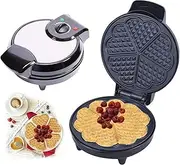 Mini Waffles Maker,1200W Single Heart Shape Waffle Machine,Portable Waffle Iron with Adjustable Temperature Control,Black/Silver