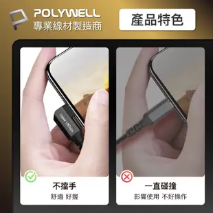 POLYWELL 寶利威爾 黑金剛 彎頭 90° USB3.2 Gen2 10G 100W Type-C 高速傳輸充電線