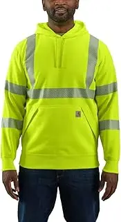 [CARHARTT] Men's Big & Tall High-Visibility Rain Defender Loose Fit Midweight Class 3 Sweatshirt, Brite Lime, Large/Tall