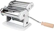 Imperia Pasta Maker Machine, White, Made in Italy- Heavy Duty Steel Construction w Easy Lock Dial, Wood Grip Handle for Authentic Italian Pasta Noodle Cooking, Homemade Holiday Cooking, Entertaining