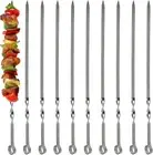Barbecue Skewers, 10 PCS Flat Long Reusable Steel Metal Skewers BBQ Grilling, R
