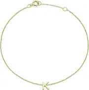 [CARISSIMA] Women's 9ct Petite Initial Adjustable Bracelet 15cm/6" - 18cm/7.25"