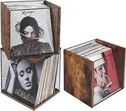 1 Cube Record Holder Vinyl Record Storage Furniture,DIY Stackable 40-55 Records Visualize Record Holder Album Storage Box Cube Wooden Organizer Crate Records Cabinet Record Vinyl Storage
