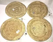 NEW Ten Thousand Villages Palm Hand Woven 4 Placemats Set 10" Wicker Bamboo A