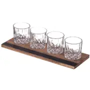 5pc Davis & Waddell Fine Foods Whisky Flight Set Tumbler w/ Tray Clear/Natural