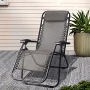 1x Gardeon Zero Gravity Chair Outdoor Sun Lounge Recliner Beach Chairs Camping Beige