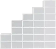 Artiss 7-Tier Shoe Box, Plastic Stackable 24 Storage Case Shoes Organiser Cabinets Cupboard Organizer Cube Display Shelf Home Decor Indoor Outdoor Bedroom Hallway Furniture, Adjustable Shelves White
