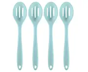 4 Pieces Silicone Slotted Spoons Silicone Nonstick Mixing Spoon Heat Resistant for Baking, Serving and Stirring-Green