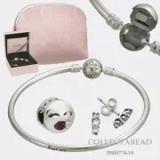 Authentic Pandora Silver Kiss Me Bangle Gift Set with Cosmetic Bag B800774-19