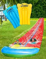 Jambo Double Lane Slip Splash and Slide with Inflatable Crash Pad (Double Lane, 31.5ft XXL Slide)