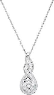 [Dazzlingrock Collection] 0.25 Carat (ctw) Round White Diamond Ladies Twisted Style Cluster Flower Necklace Pendant 14 CT, 925 Sterling Silver