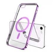 For Apple iPhone SE 2022 /2020 /8 /7 MagSafe Magnetic Case with HaloLock Shockproof Military Grade Protection Scratch Resistant Back Clear Protective Cover (Purple)