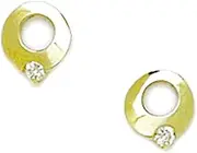 [JewelryWeb] 14k Yellow Gold CZ Simulated Diamond Fancy Screw Back Earrings 7x6mm Stud Earring for Women