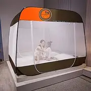 Mosquito Net,5 Sizes Bed Canopy, Portable Travel Mosquito Nets, Foldable Sanmen Mosquito Camping Curtain - Brown Rim,Brown-120 * 200cm