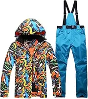 [Generic] Men Snow Jackets Belt Pants Outdoor Sports Snowboarding Suit Sets Waterproof Breathable Skiing Clothing Winter