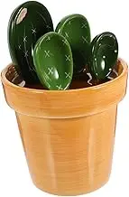 MAGICLULU Cactus Shaped Measuring Spoons Set 5-Piece Ceramic Kitchen Utensils Flour Sugar Scoops Ergonomic Handle Storage Base Included