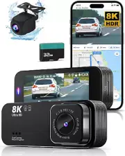 Dash Camera for Cars,8K Ultra HD Dash Cam Front and Rear with 32GB Card,Built-In