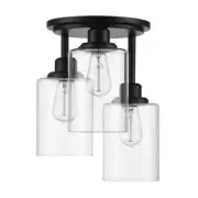 Globe Electric Annecy 13 in. 3-Light Matte Black Semi-Flush Mount