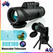 80X100 HD Monocular Telescope Phone Camera Zoom Starscope Hiking Tripod Tools