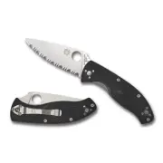 Spyderco Tenacious Black Folding Knife | Fully Serrated Blade, YSC122SBK