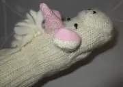 UNICORN MITTENS white horse FLEECE LINED knit ADULT mens womens puppets delux