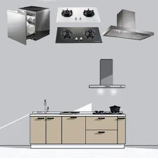 【DEOR 德曜居家】240公分廚具喜特麗電器 歐式T型油煙機 嵌門板落地烘碗機 雙口玻璃檯面爐(親愛廚房)