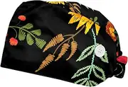 [FVQL] Pack of 2 Surgical Cap Nursing Hats for Women, Scrub Cap, Flowers Birds
