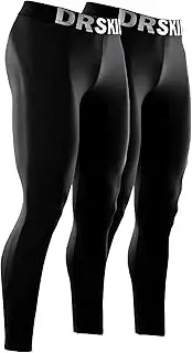 [DRSKIN] 3 or 2 Pack Men's Thermal Compression Pants Tights Fleece Lined Base Layers Underwear Sports Athletic Workout Winter
