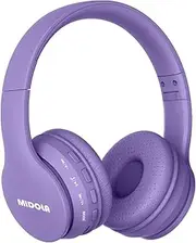 MIDOLA Headphones Bluetooth Wireless Kids Volume Limit 85dB /110dB Over Ear Foldable Noise Protection Headset AUX 3.5mm Cord Mic for Children Boy Girl Travel School Phone Pad Tablet PC Light Purple