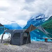 [MAIZOA] Family camping tents, Bicycle storage tents, Family tents with 1 room, 1 Storage room and recreation room, Curtains and netting for separating rooms, Family Tent for Outdoor Bicycle Touring