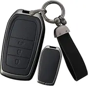 ontto Alloy Leather Key Fob Cover Fit for Toyota Harrier Hilux Land Cruiser 200 Series Mirai Mark X 250G Yaris Cross Smart Key Shell case keyring Key holder bag keychain accessories