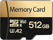 MicroSDXC Memory Card 512GB SD Card 4K Ultra-HD Video UHS-I (U3), V30 4K A2, Class 10 Compatible, High Speed MicroSD Card, SD Adapter Included