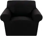 [Hyper Cover] Water Repellen Sofa Cover (Black, 1 Seater) - Stretch Slipcover, Anti-Slip Couch Cover for Small Sofa, Lounge, Sofa Bed - High-Quality Thick Fabric
