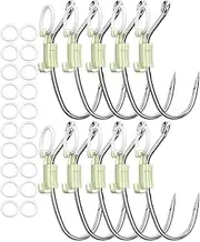 Live Shrimp Hook | Set of 10 Luminous Baitholder - Luminous Live Shrimp Hooks, Carbon Steel Fishing Hooks Barbed Baitholder with Hole for All Kinds of Fish